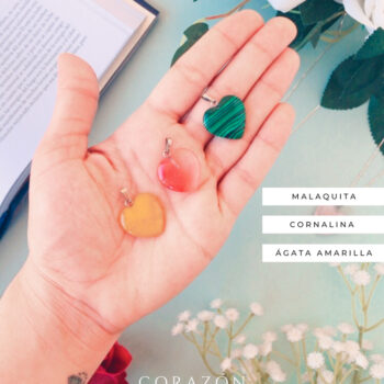 Colgantes Corazón 3 (Malaquita, Cornalina, Ágata Amarilla)