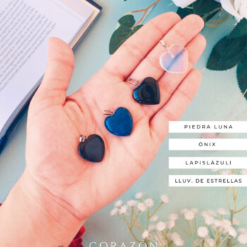 Colgantes Corazón 2 (Piedra Luna, Ónix, Lapislázuli, Lluvia de Estrellas)