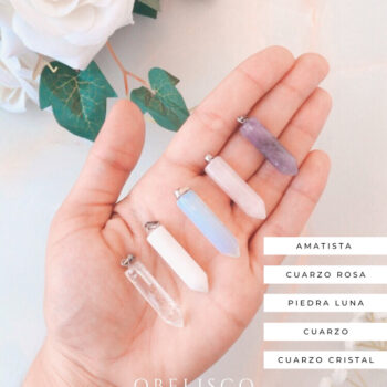 Colgantes Obelisco 1 (Amatista, Cuarzo Rosa, Piedra Luna, Cuarzo, Cuarzo Cristal)