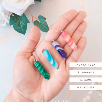 Colgantes Obelisco 3 (Ágata Rosa, Ágata Morada, Ágata Azul, Malaquita)