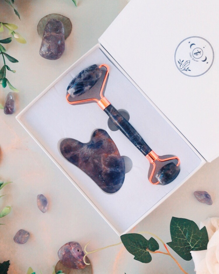 Kit roller y gua sha amatista