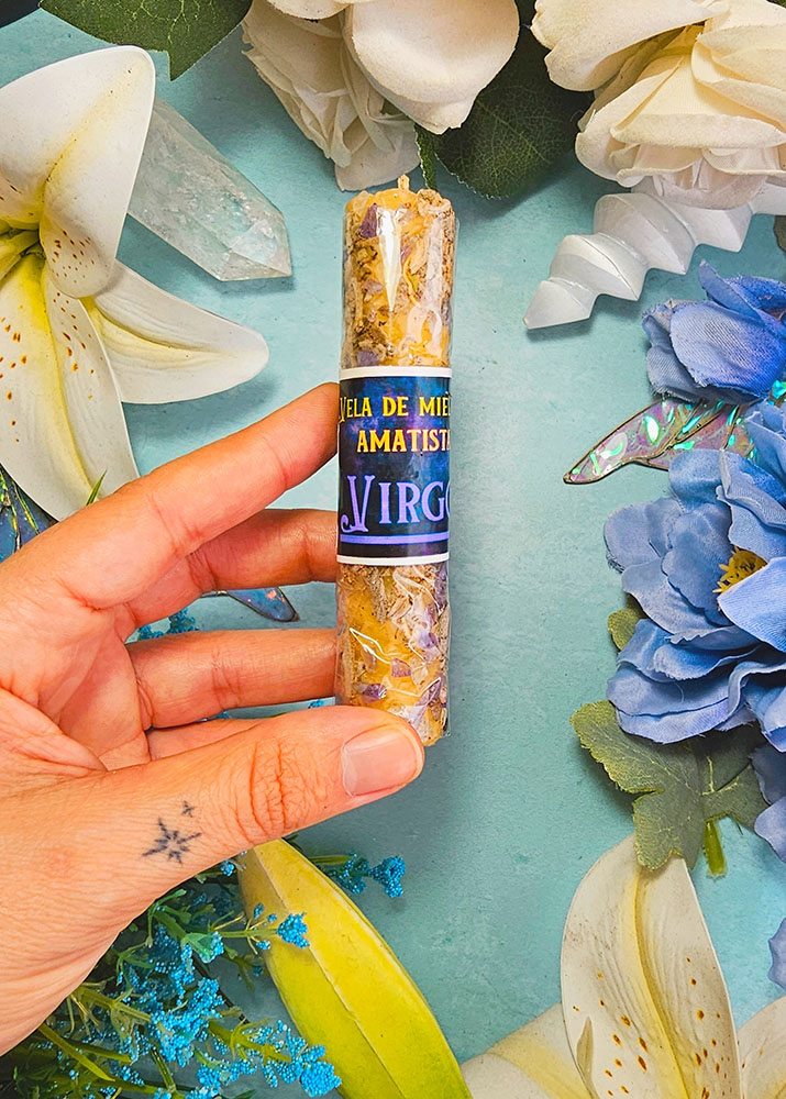 Vela de Miel Signo Virgo - Amatista y Lavanda