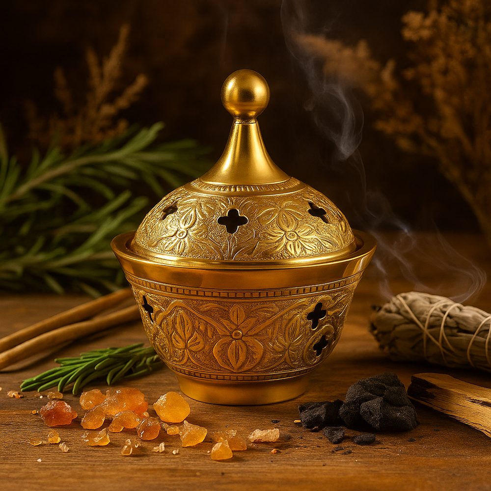 Sahumador Mini Bronce - Tapa Flores