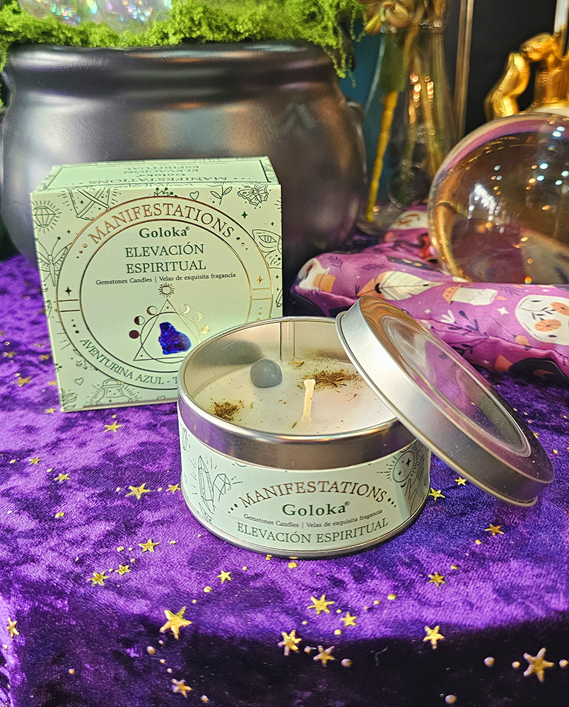 Vela Aromática - Tomillo Cúrcuma & Aventurina Azul - Elevación Espiritual