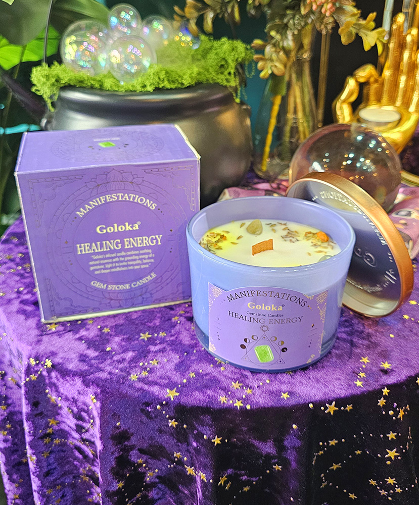 Vela Aromática - Lavanda & Cristales de Aventurina Verde - Energía Sanadora