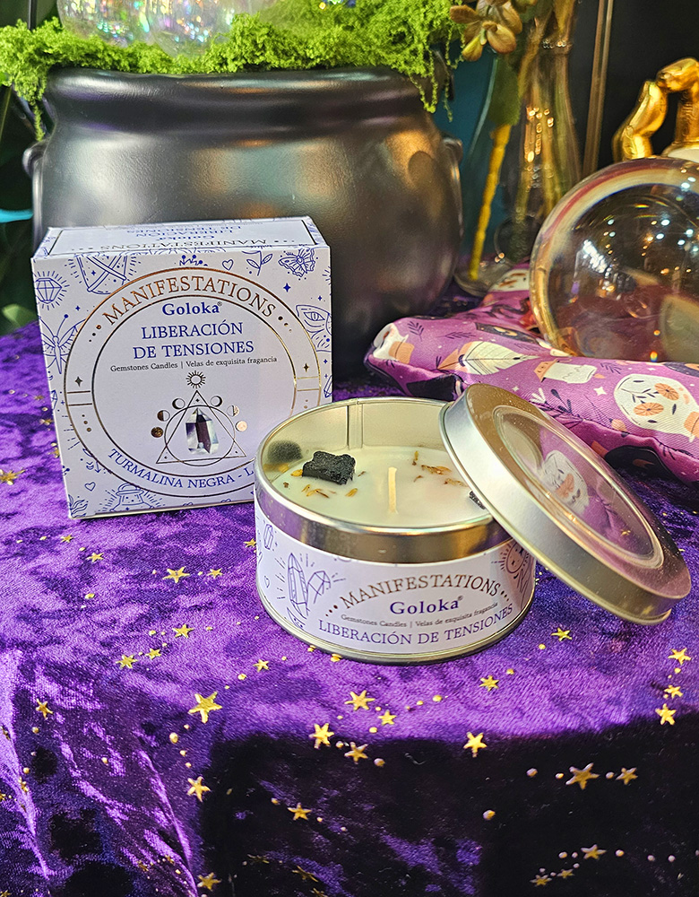 Vela Aromática - Lavanda & Cristales de Turmalina - Liberación de Tensiones