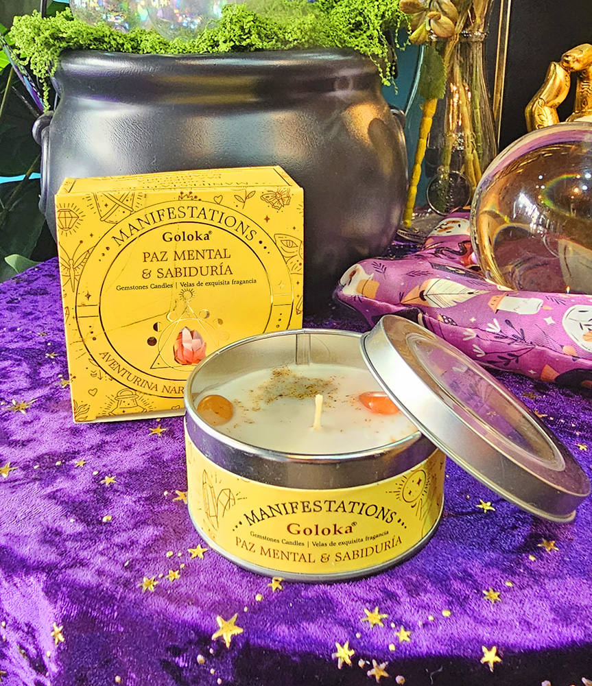 Vela Aromática - Manzanilla & Aventurina Naranja - Paz Mental