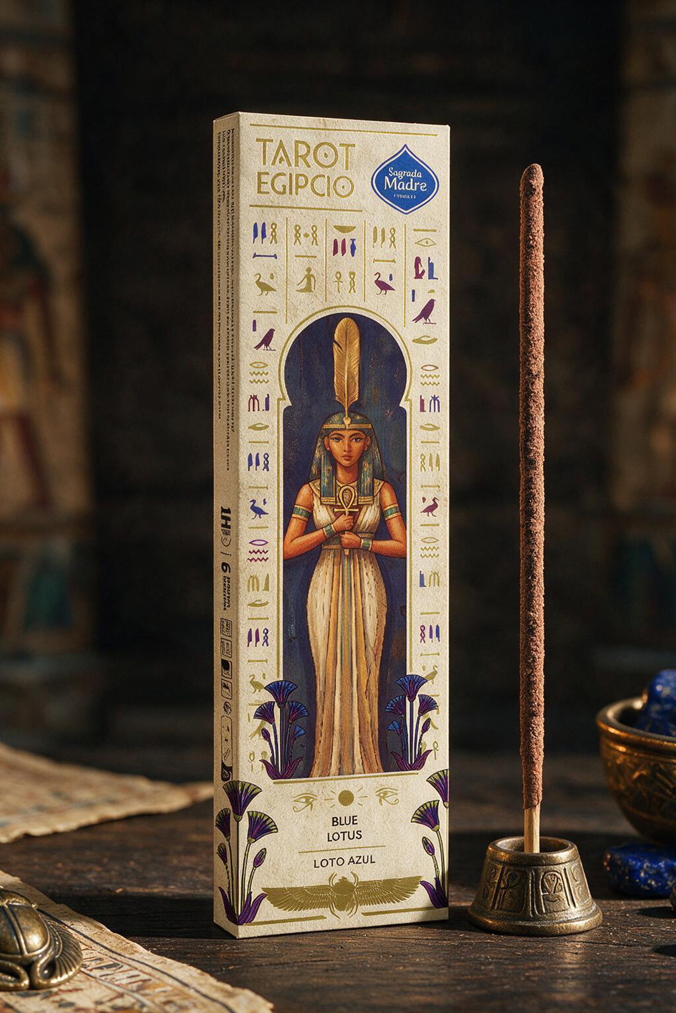 Incienso Artesanal Tarot Egipcio - Loto Azul - Sagrada Madre